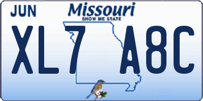 MO license plate XL7A8C