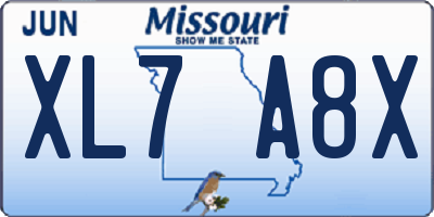 MO license plate XL7A8X
