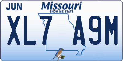 MO license plate XL7A9M