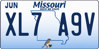 MO license plate XL7A9V