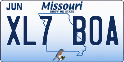 MO license plate XL7B0A