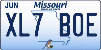 MO license plate XL7B0E