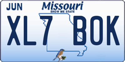 MO license plate XL7B0K