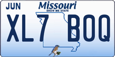 MO license plate XL7B0Q