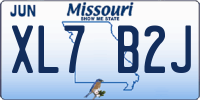 MO license plate XL7B2J
