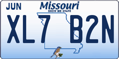 MO license plate XL7B2N