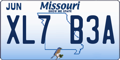 MO license plate XL7B3A