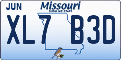 MO license plate XL7B3D