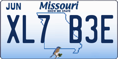 MO license plate XL7B3E