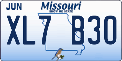 MO license plate XL7B3O