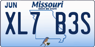 MO license plate XL7B3S