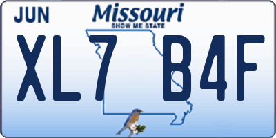 MO license plate XL7B4F