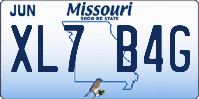 MO license plate XL7B4G