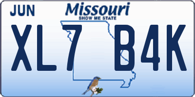 MO license plate XL7B4K