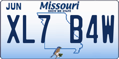 MO license plate XL7B4W