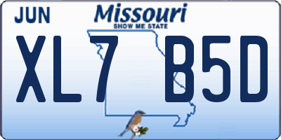 MO license plate XL7B5D