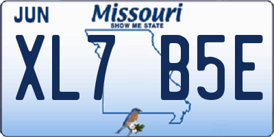 MO license plate XL7B5E