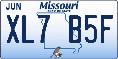 MO license plate XL7B5F