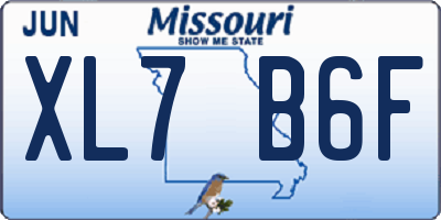 MO license plate XL7B6F