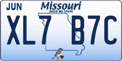 MO license plate XL7B7C