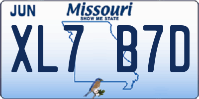 MO license plate XL7B7D