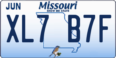 MO license plate XL7B7F