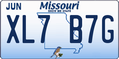 MO license plate XL7B7G