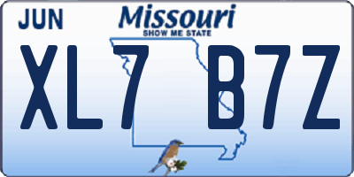 MO license plate XL7B7Z
