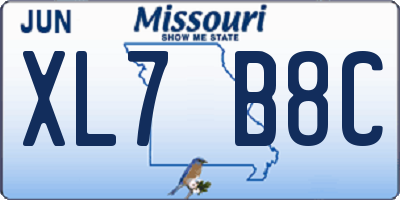MO license plate XL7B8C