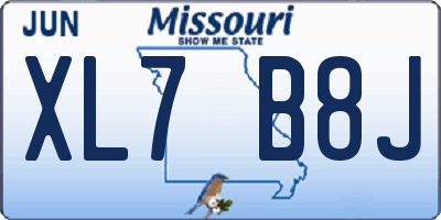MO license plate XL7B8J
