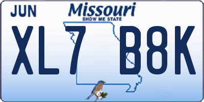 MO license plate XL7B8K