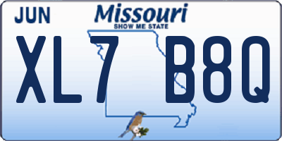 MO license plate XL7B8Q
