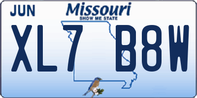 MO license plate XL7B8W