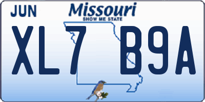 MO license plate XL7B9A