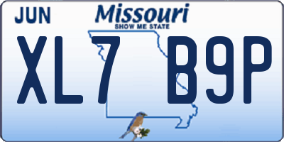 MO license plate XL7B9P