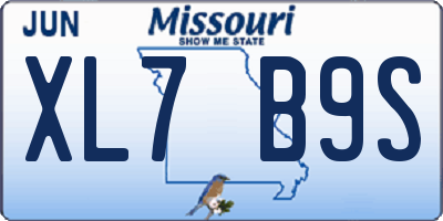 MO license plate XL7B9S