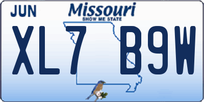 MO license plate XL7B9W