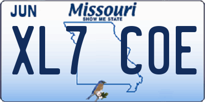 MO license plate XL7C0E