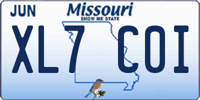 MO license plate XL7C0I