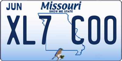 MO license plate XL7C0O