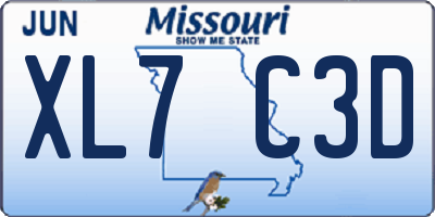 MO license plate XL7C3D
