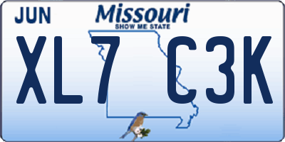 MO license plate XL7C3K