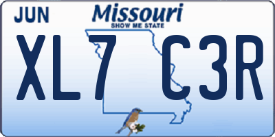 MO license plate XL7C3R