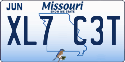 MO license plate XL7C3T