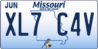 MO license plate XL7C4V