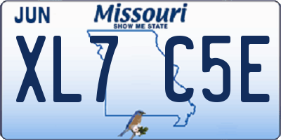 MO license plate XL7C5E