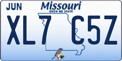 MO license plate XL7C5Z
