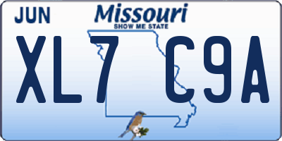 MO license plate XL7C9A