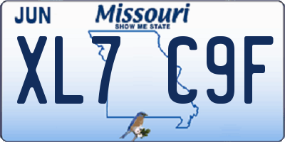 MO license plate XL7C9F