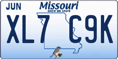MO license plate XL7C9K